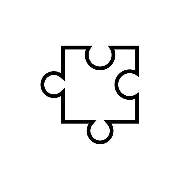 拼图线条图标，在白色背景中隔离的标志图片下载