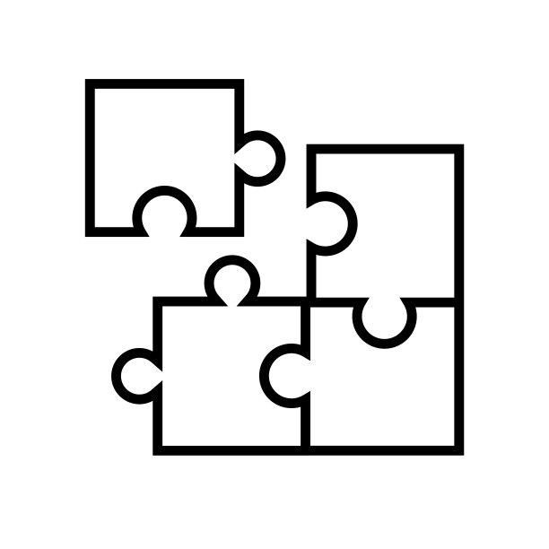 拼图线条图标，在白色背景中隔离的标志图片下载