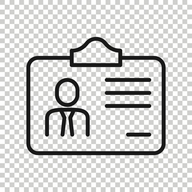 Id卡图标在平面风格。身份标签矢量插图上的白色孤立的背景。驾驶执照经营理念。图片下载