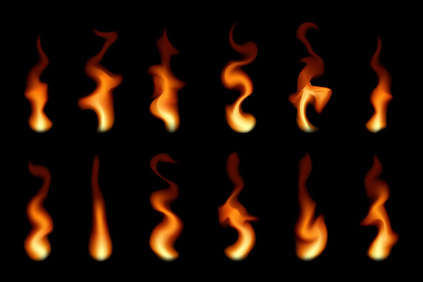 一组向量透明火焰火焰图片下载