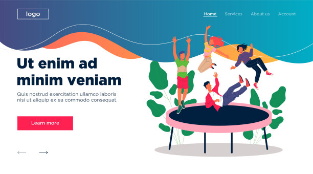 快乐的青少年朋友在蹦床上跳图片下载