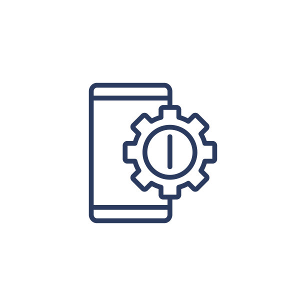 智能手机和齿轮图标孤立的白色背景图片下载