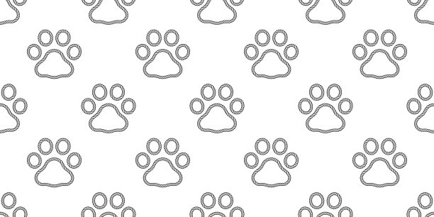 狗爪无缝图案足迹图标绳子套索猫熊极地矢量法国牛头犬卡通重复墙纸围巾孤立的瓷砖背景涂鸦插图设计图片下载