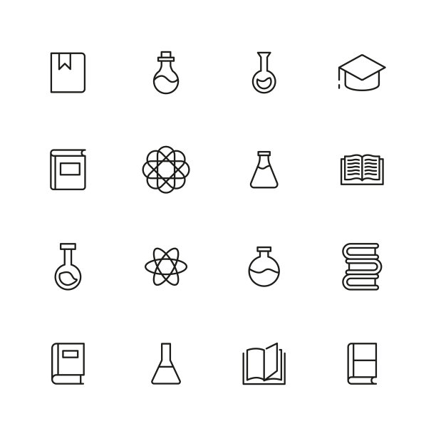 科学描边线条图标集图片下载
