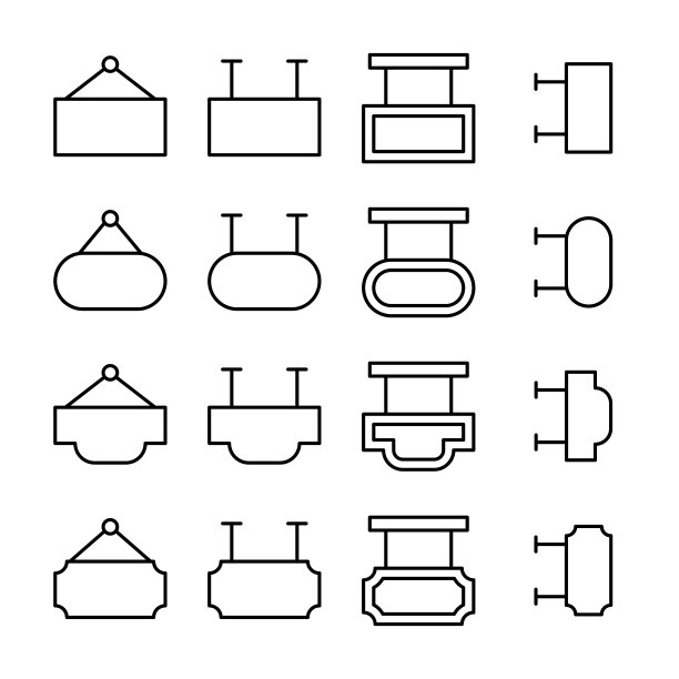 现代细线图标设置板。图片下载