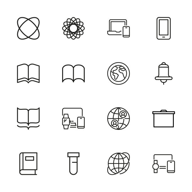 E-learning相关矢量线性图标合集图片下载