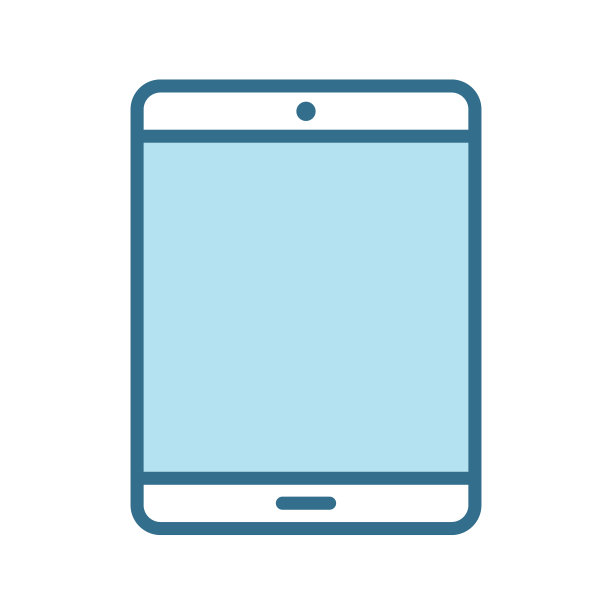 平板线形蓝色图标孤立在白色背景。智能设备技术平面矢量图标与蓝色描边的web和移动应用程序，ui设计和打印。平板彩色矢量图图片下载