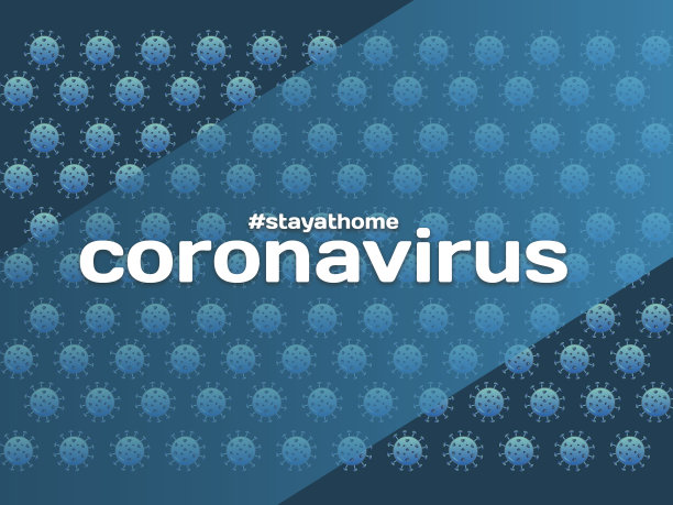 蓝色背景上的冠状病毒细胞图标向量设计图片下载