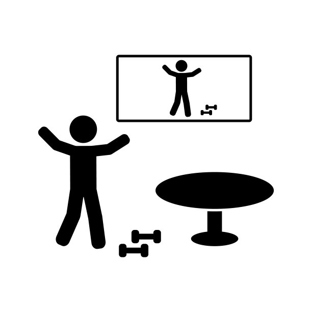 在家看视频教程的人，隔离矢量图标图片下载