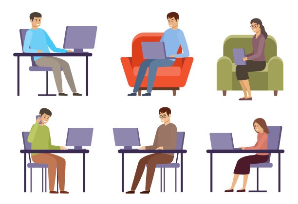 自由职业者在家工作。在线业务。距离工作。图片下载