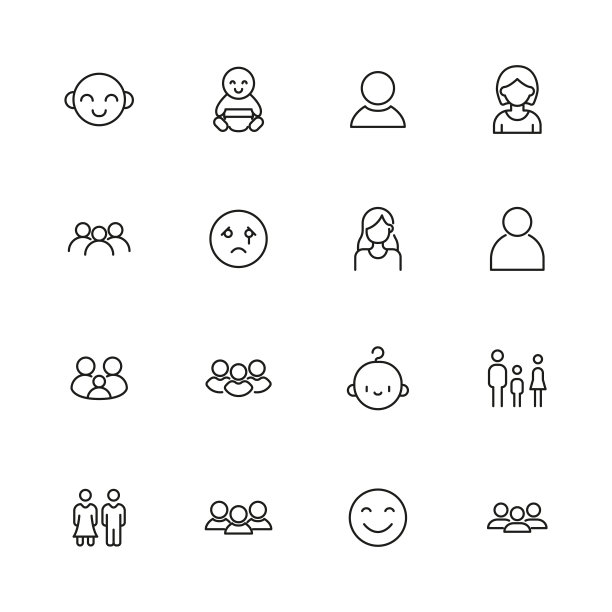 简单的人类图标在时尚的线条风格。图片下载