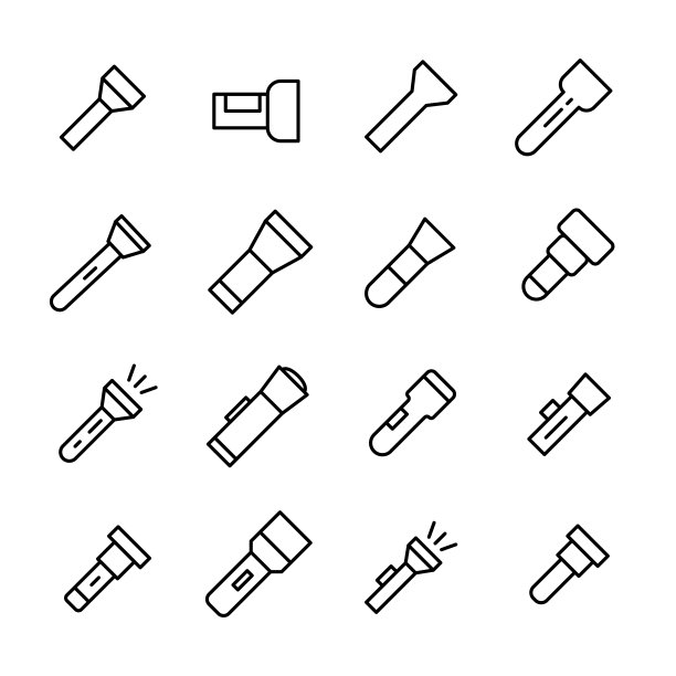 一组灯笼相关的矢量线图标。图片下载