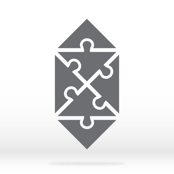 简单的图标三角谜在灰色。6个元素的简单图标拼图在灰色背景。糖果。平面设计。矢量插图EPS10。图片下载