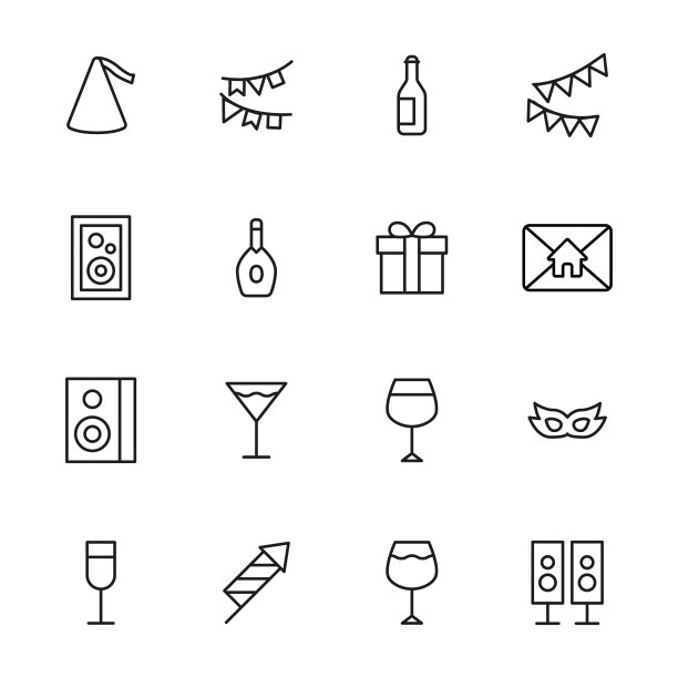 生日线图标集。图片下载