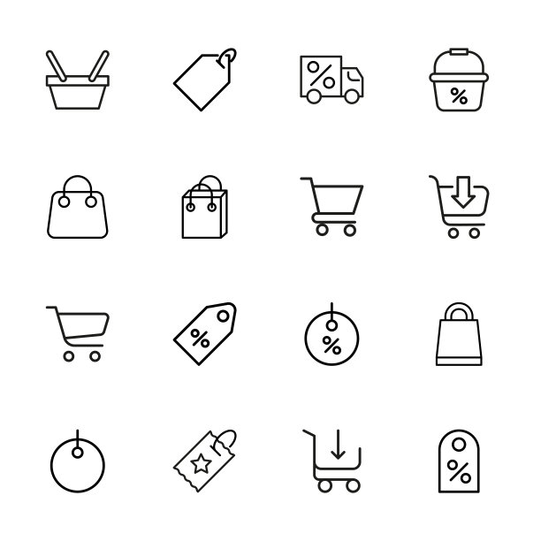 简单的一套杂货店现代细线图标。图片下载