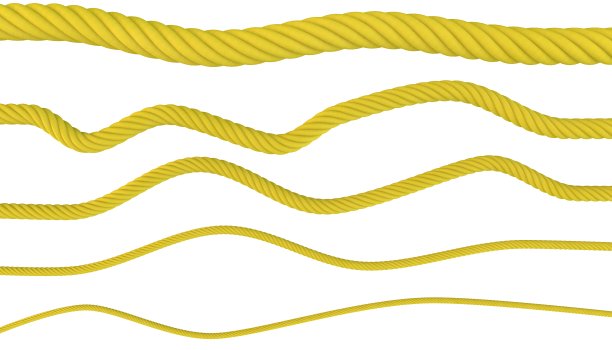 收集不同粗细的绳子。白色背景隔离图片下载