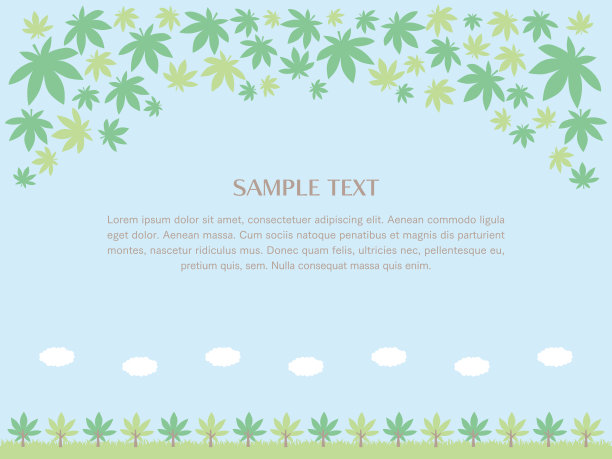 插图框架的天空，树木和草地。图片下载