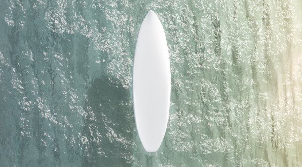 空白的白色冲浪板水面模型，俯视图图片下载