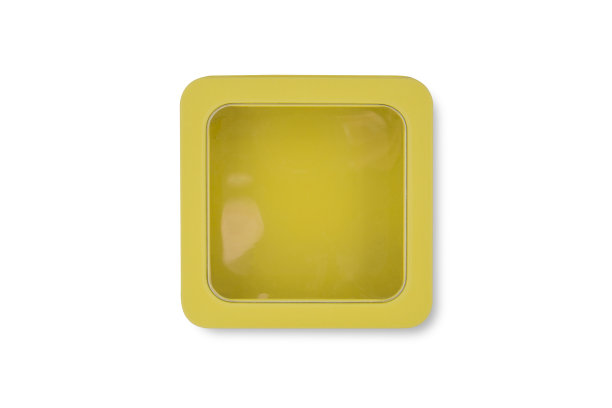 不锈钢黄绿色豪华容器与窗盖包装隔离在白色背景图片下载