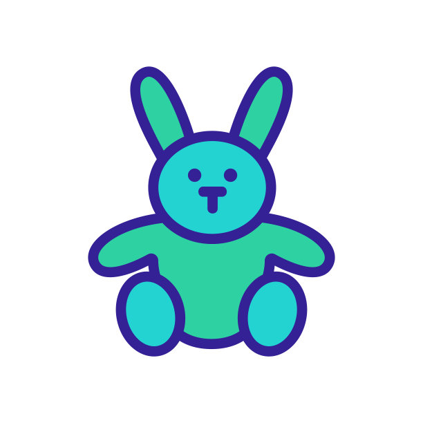 兔子玩具图标矢量轮廓插图图片下载