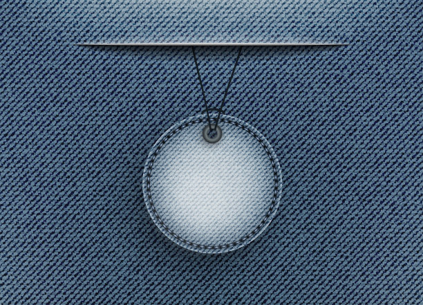 蓝色牛仔布，带有挂徽章和开叉图片下载