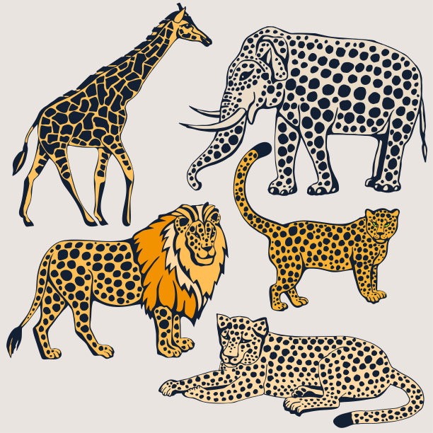 矢量背景手绘外来野生动物。手绘墨水插图。现代装饰装饰背景。矢量模式。印刷纺织品，布料，墙纸，剪贴簿图片下载