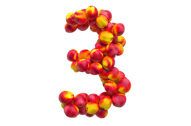 从油桃或桃子，3D渲染孤立在白色背景图片下载