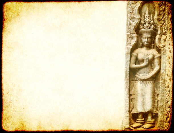 垃圾背景与纸张纹理和柬埔寨的地标图片下载