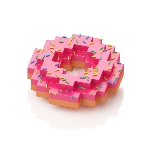 白色背景上的粉色甜甜圈。图片下载