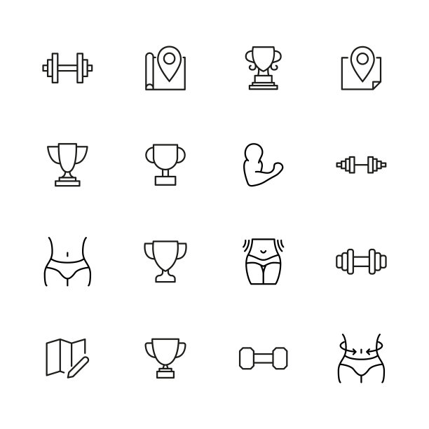 描线图标的生活方式。图片下载