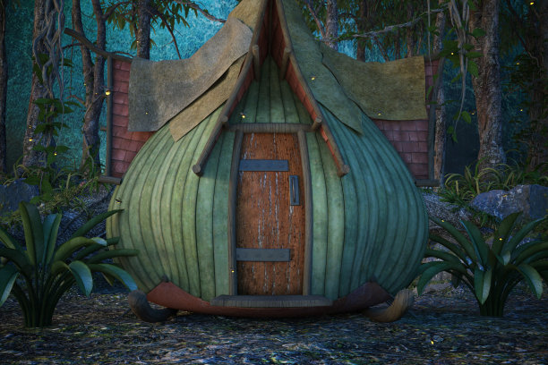 雨林深处的丛林小屋，3d渲染。图片下载