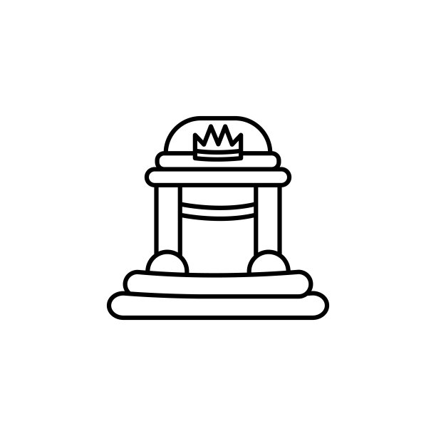 充气城堡线图标上的白色背景图片下载