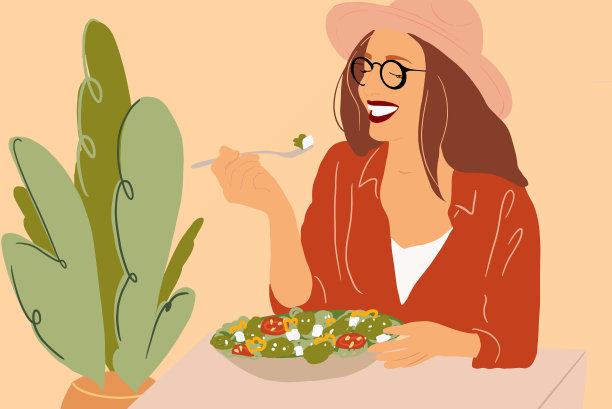 吃健康沙拉的女性图片下载