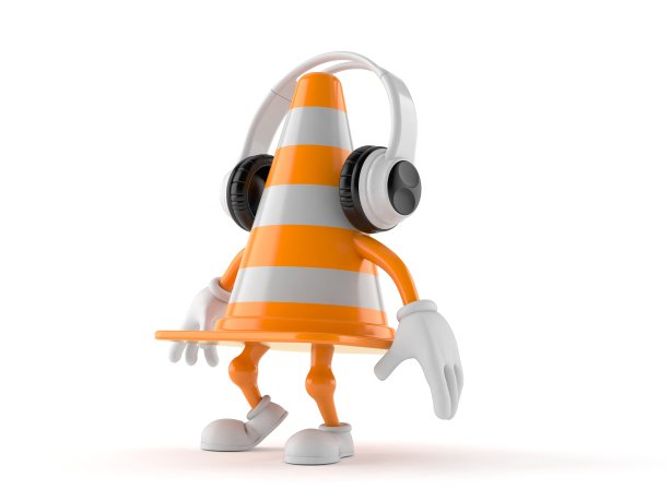 带耳机的交通锥字符图片下载