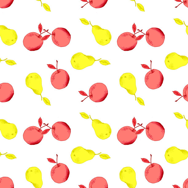 图案苹果和梨有机食品套装。图片下载