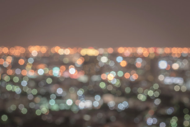 模糊抽象的背景与豪华的照明灯光bokeh在黑暗的复古颜色曼谷城市景观在晚上的风景屋顶视图图片下载