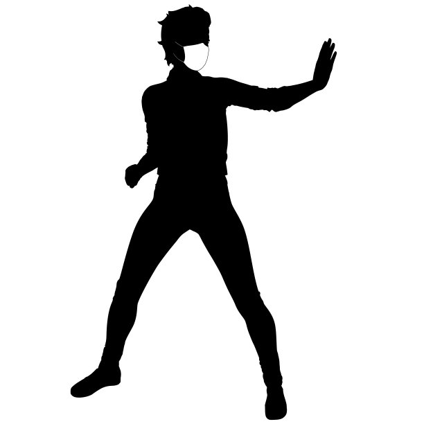 带着医用面具的女孩剪影图片下载