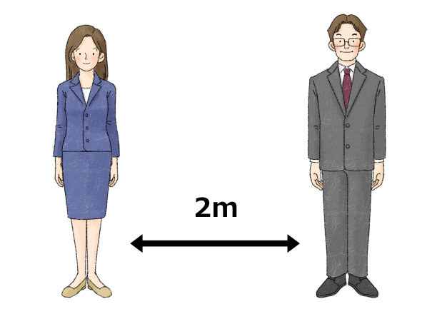社交距离(2人，直立，办公室职员，2m)图片下载