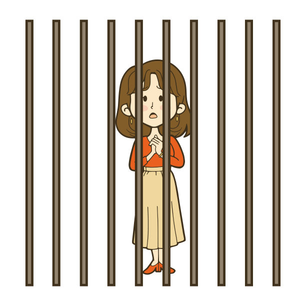 被病毒锁链束缚的年轻女人插画图片下载