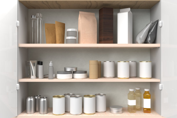 厨房橱柜充满空白标签产品图片下载