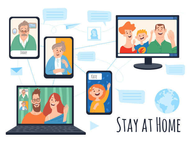 居家隔离向量图像与家庭字符图片下载