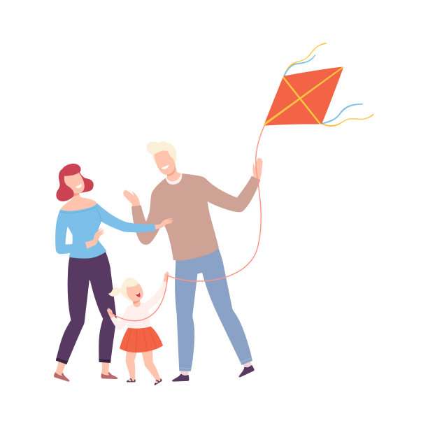 幸福家庭放风筝图片下载