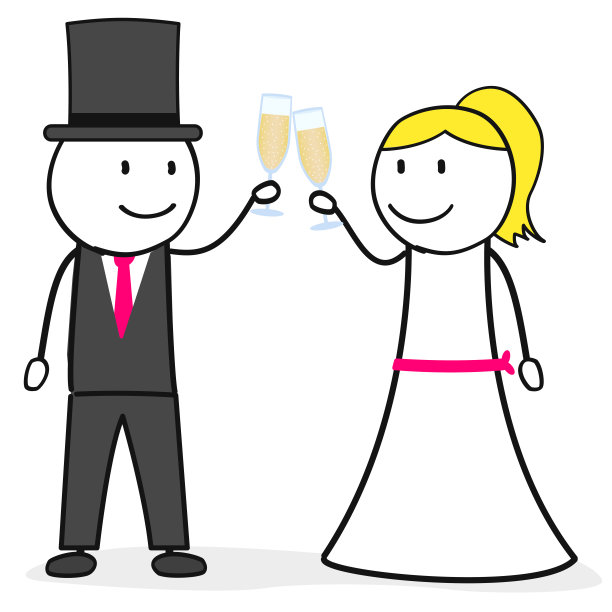 新娘和新郎碰杯香槟图片下载