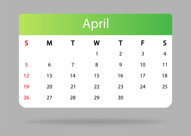 日历孤立的图标。2020年4月矢量月计划。现代风格的日历网格模板图片下载