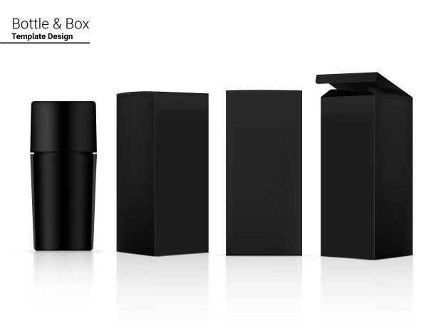 光滑的瓶子模拟逼真的化妆品和三维盒子美白护肤和抗皱商品在白色背景插图。卫生保健和医疗。图片下载