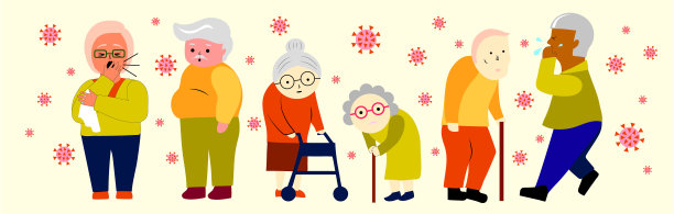 老年人面临2019冠状病毒(COVID-19)风险。图片下载