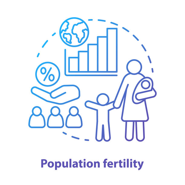 人口生育概念图标。出生率的概念用蓝色的细线表示。不同国家的生育控制。计划生育。人的成长。矢量孤立轮廓图图片下载