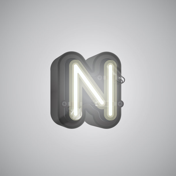 现实的霓虹灯角色从控制台，矢量插图设置图片下载