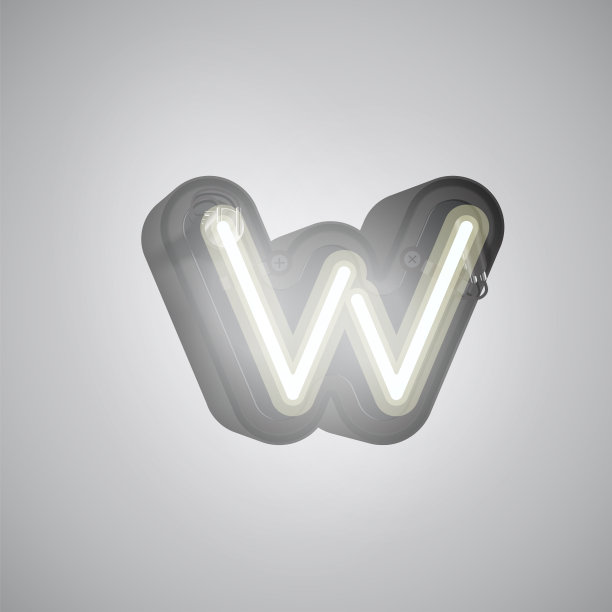 现实的霓虹灯角色从控制台，矢量插图设置图片下载