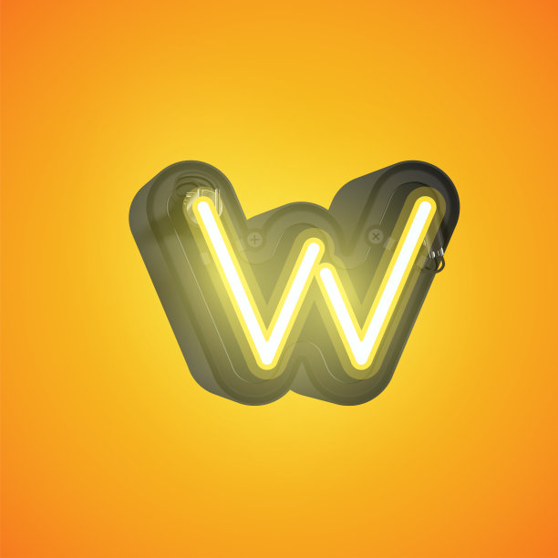 现实的霓虹灯角色从控制台，矢量插图设置图片下载